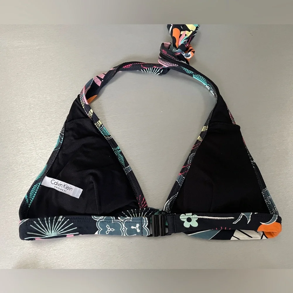 Calvin Klein  modern floral print black bikini S